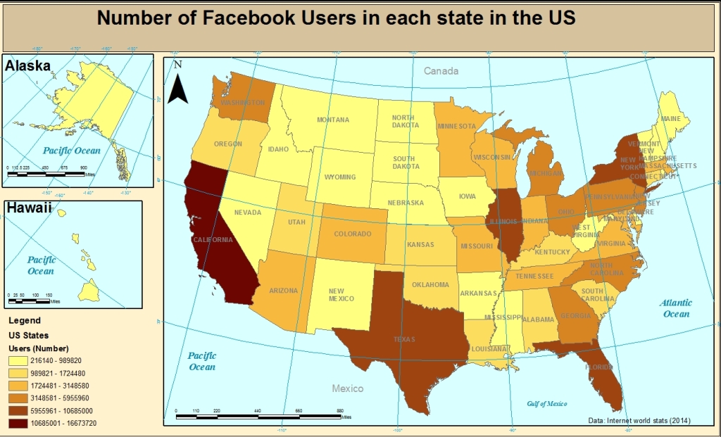 FB users in each state in the US